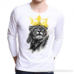MISYAA Shirts for Men Long Sleeve Lion King Print Shirt Casual Sweatshirt Daily Muscle Tank Top Friends Gifts Mens Tops White B07NCRTK25